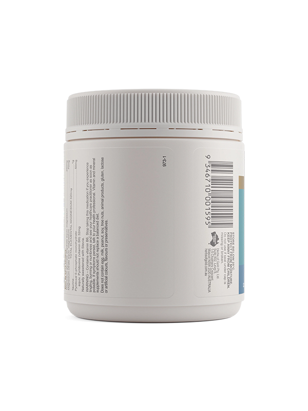 Back of the Herbs of Gold Magnesium Powder High Strength tub showing warnings and directions
