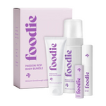 Foodie Passion Pop Body Bundle 4pc, gift box and four products on a white background.