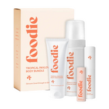Foodie Tropical Pavlova Body Bundle 4pc, gift box and four products on a white background.