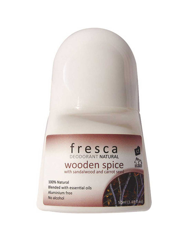 Fresca wooden spice deodorant bottle on a white background