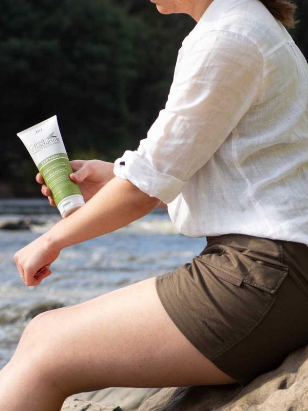 Good Riddance Tropical Insect Repellent being applied outdoors