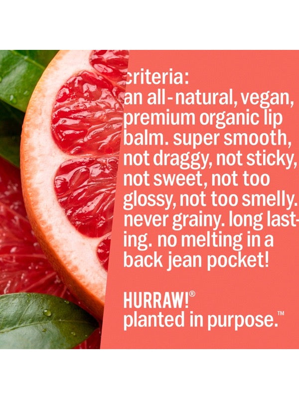 Product standards and certifications for Hurraw! Organic Lip Balm - Grapefruit 4.8g