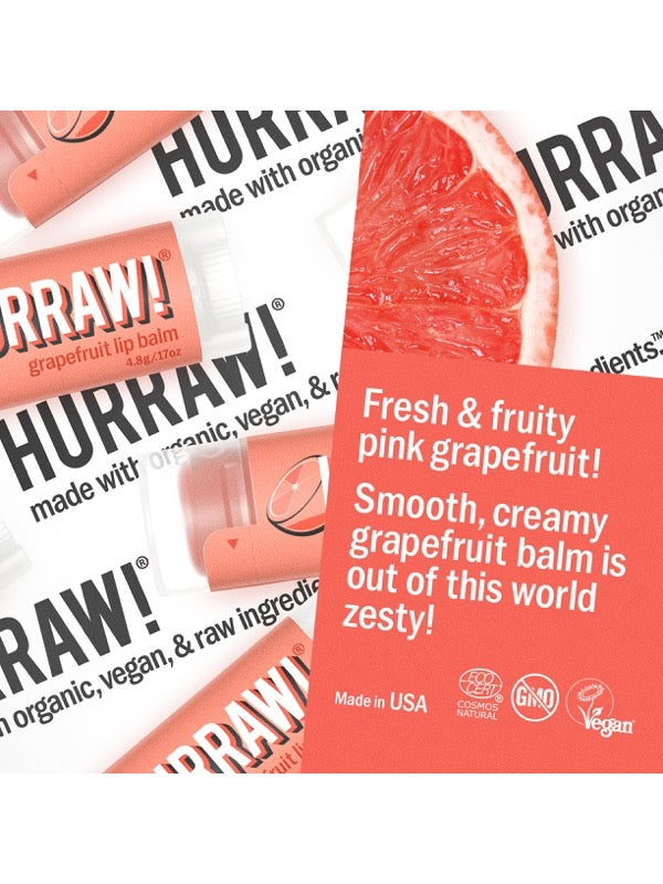 Product and flavour details for Hurraw! Organic Lip Balm - Grapefruit 4.8g