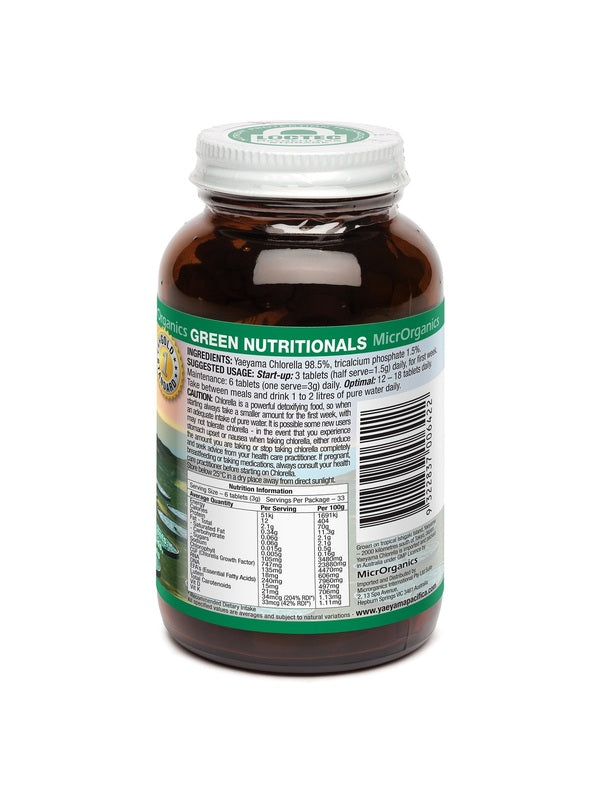 Green Nutritionals Yaeyama Pacifica Chlorella 200 Tablets back