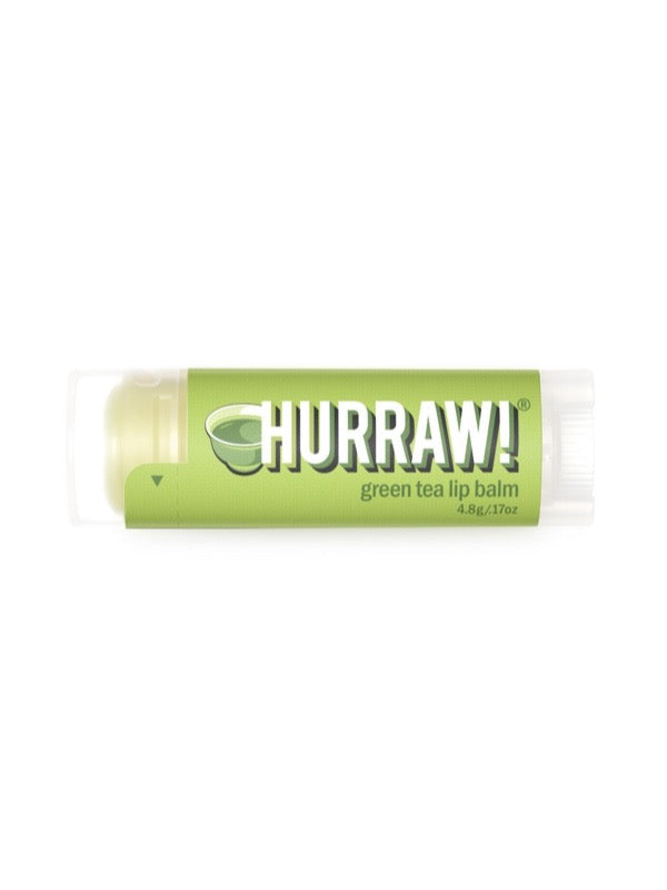 Overhead view of Hurraw! Organic Lip Balm - Green Tea 4.8g