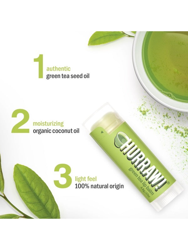 Ingredients and product information for Hurraw! Organic Lip Balm - Green Tea 4.8g