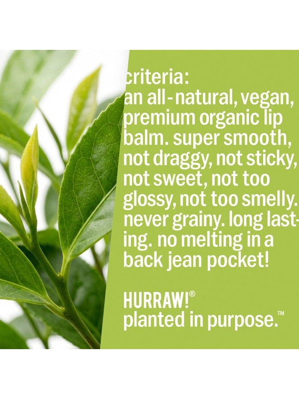 Product standards and certifications for Hurraw! Organic Lip Balm - Green Tea 4.8g