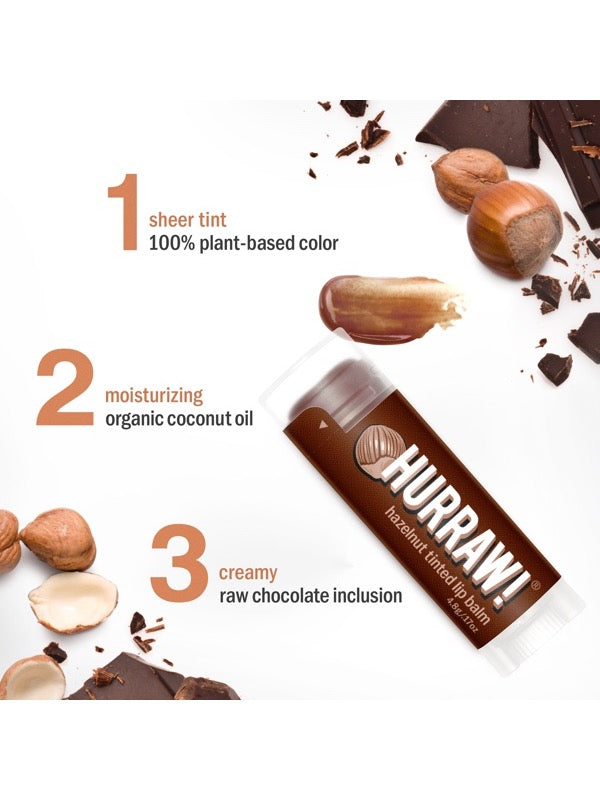 Ingredients and product information for Hurraw! Organic Lip Balm - Hazelnut 4.8g