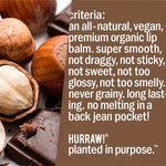 Product standards and certifications for Hurraw! Organic Lip Balm - Hazelnut 4.8g