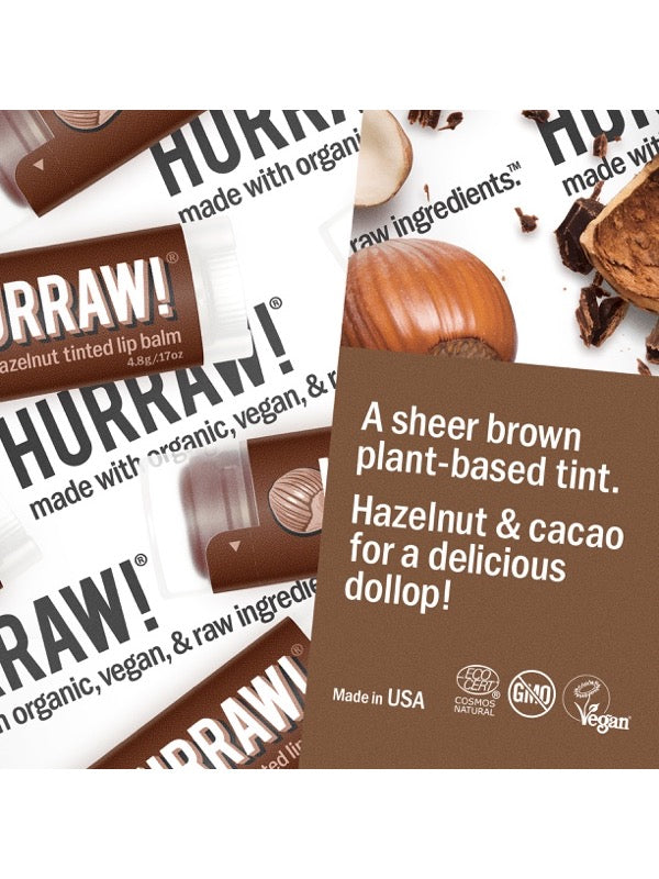 Product and flavour details for Hurraw! Organic Lip Balm - Hazelnut 4.8g