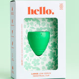 Hello Period low cervix cup in official studio styling
