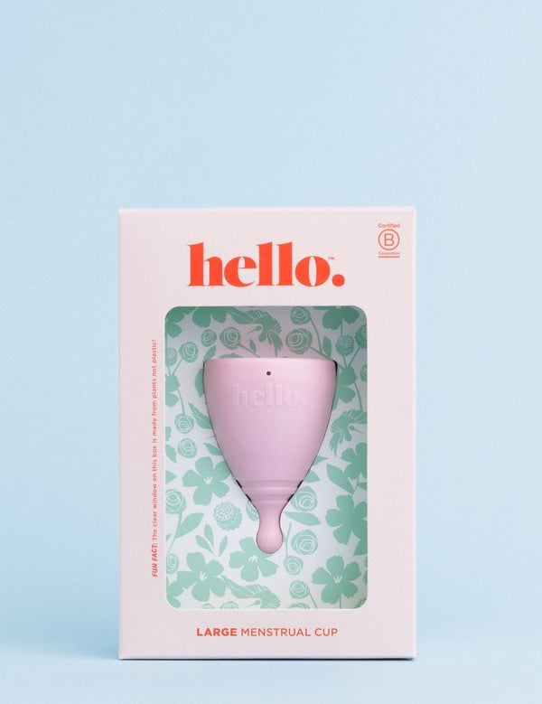 Hello Period large menstrual cup in official studio styling