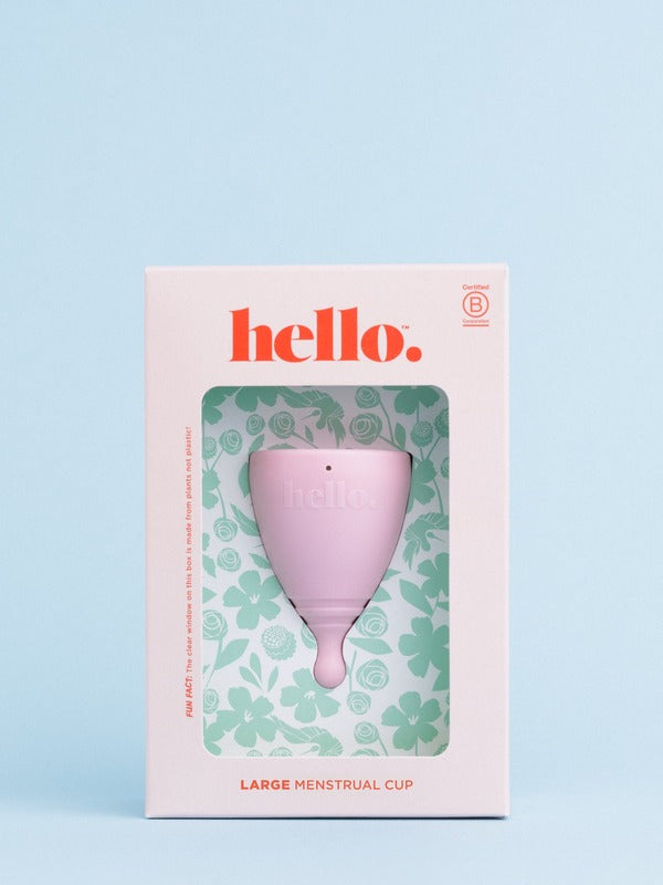 Hello Period large menstrual cup in official studio styling