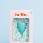 Hello Period medium menstrual cup in official studio styling
