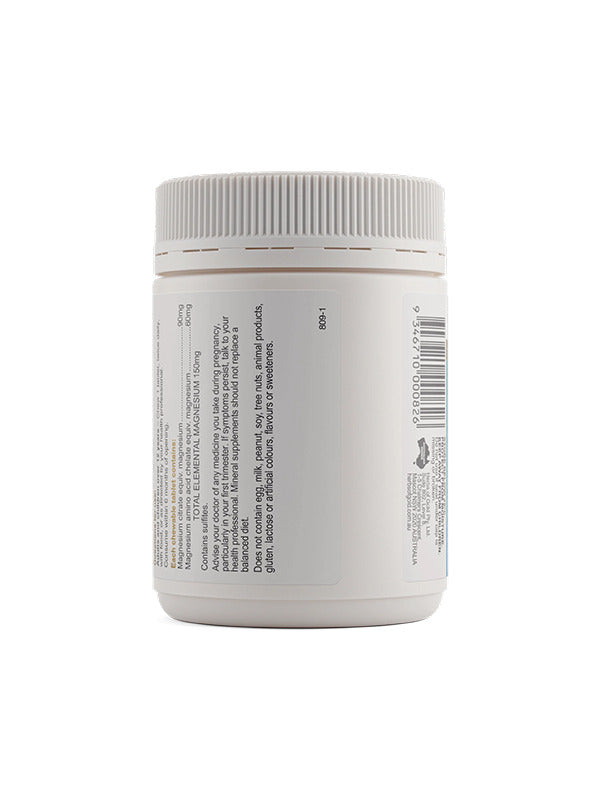 Back of the Herbs of Gold Magnesium Chewable tub showing warnings and directions
