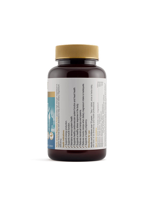 Back of the Herbs of Gold Magnesium Forte bottle showing ingredients