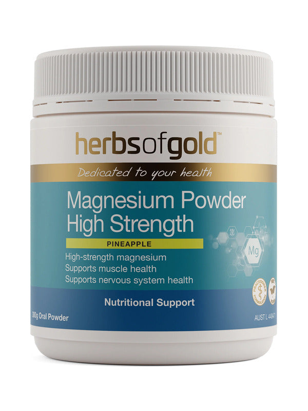 Herbs of Gold Magnesium Powder High Strength 300g tub, pineapple flavour