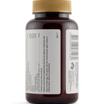 Side of the Herbs of Gold Resveratrol AdvantAGE bottle showing warnings and allergen information
