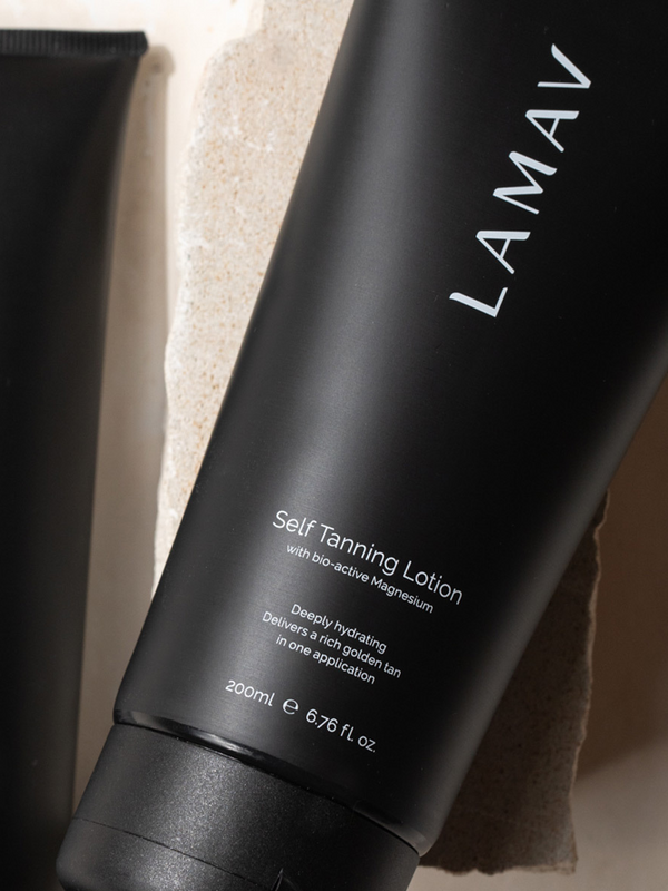 LAMAV Self Tanning Lotion tube on a neutral background