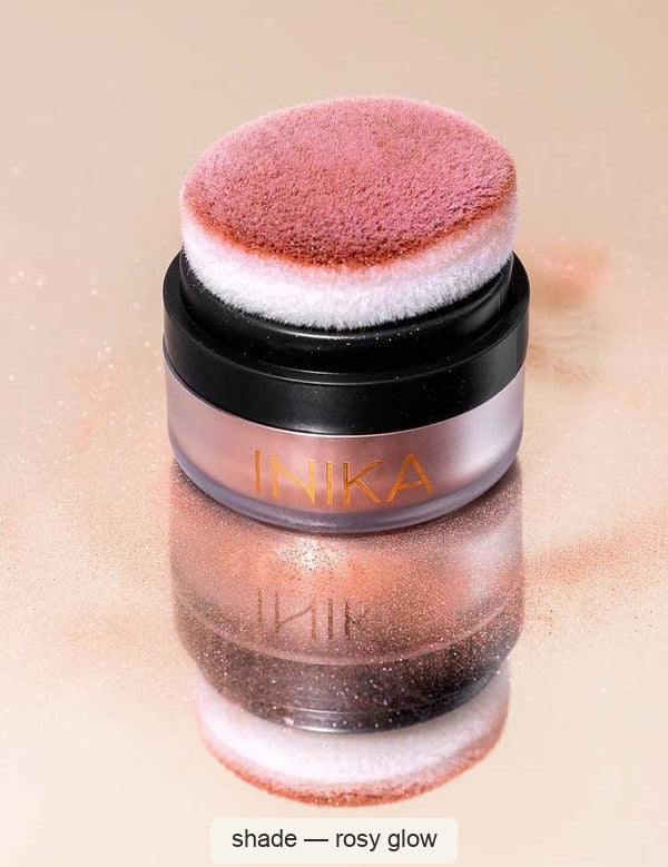 INIKA Organic Mineral Blush Puff Pot - Rosy Glow 3g – shade Rosy Glow, SKU NPP001