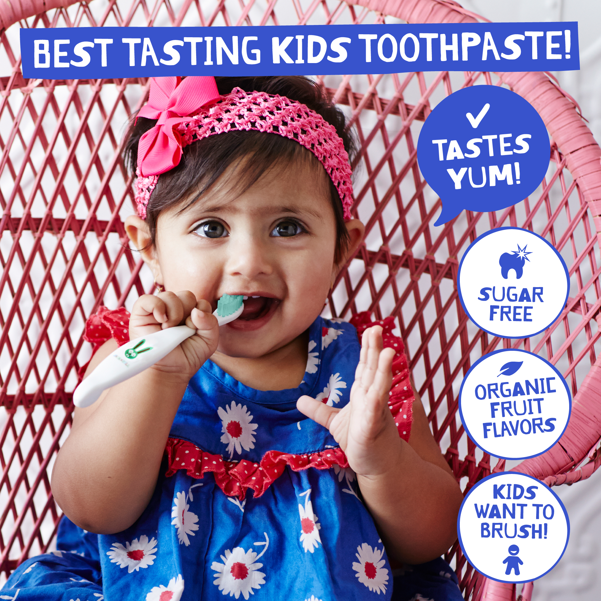 Child brushing teeth with Jack N' Jill banana toothpaste