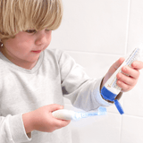 Child using Jack N' Jill bubblegum toothpaste