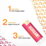 Ingredients and product information for Hurraw! Kapha Lip Balm Grapefruit Ginger & Eucalyptus 4.8g