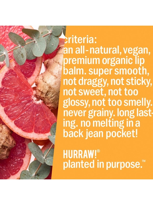 Product standards and certifications for Hurraw! Kapha Lip Balm Grapefruit Ginger & Eucalyptus 4.8g