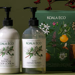 Koala Eco Rosalina and Peppermint Hand Care Gift Pack styled with red gum branches