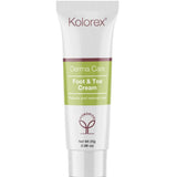 A white tube of Kolorex Foot & Toe Cream 25g with a green label reading "Protects and restores toes," features the Kolorex logo, horopito symbol, and is infused with Horopito.