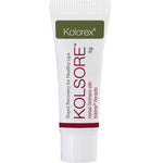Kolorex Kolsore Lip Ointment 5g comes in a white tube with green and burgundy text, featuring Propolis and Horopito for rapid recovery of healthy lips.