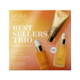 KORA Organics Best Sellers Trio gift box, front view on a white background.