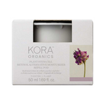 White KORA Plant Stem Cell Retinol Alternative Moisturiser refill box with a window revealing the white pod, purple flower artwork on the right and a lilac strip along the bottom. The box is labelled 50 ml.