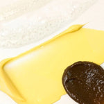 KORA Organics Turmeric Glow Trio: Close-up of cleanser, moisturiser and scrub textures.