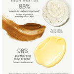 KORA Organics Turmeric Glow Trio: Product texture and results information for the turmeric skincare trio.