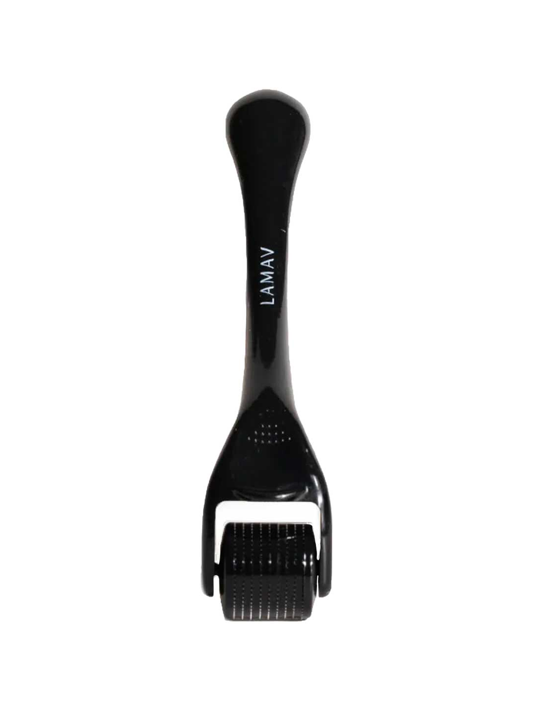 The LAMAV Micro Dermal Roller is a black 0.3mm facial tool with fine needles and LAMAV branding, shown on a white background. It helps boost skincare absorption for better results.