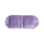 LAMAV Self Warming Eye Mask Lavender shown flat on a pure white background, with soft purple fabric, rounded ends, two eye panels and the white LAMAV logo.