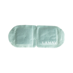 LAMAV Self Warming Eye Mask Unscented shown flat on a pure white background, with soft mint-green fabric, rounded ends, two eye panels and the white LAMAV logo.