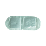 LAMAV Self Warming Eye Mask Unscented shown flat on a pure white background, with soft mint-green fabric, rounded ends, two eye panels and the white LAMAV logo.