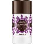 Lavanila The Healthy Deodorant Vanilla Blackberry 57g, in a brown and white container with purple floral designs, provides odour protection as an aluminium-free deodorant.