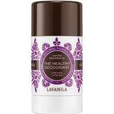 Lavanila The Healthy Deodorant Vanilla Blackberry 57g, in a brown and white container with purple floral designs, provides odour protection as an aluminium-free deodorant.