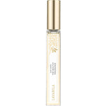 A clear glass roller ball bottle with a gold cap, adorned with a white and gold floral label reading "Lavanila The Healthy Fragrance." This 10ml Pure Vanilla perfume delights the senses with its fresh, natural scent.