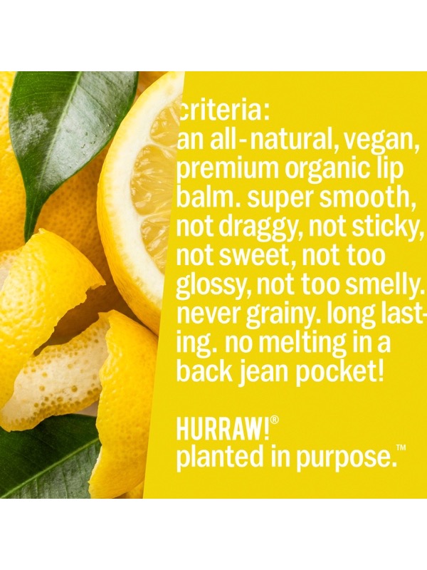 Product standards and certifications for Hurraw! Organic Lip Balm - Lemon 4.8g