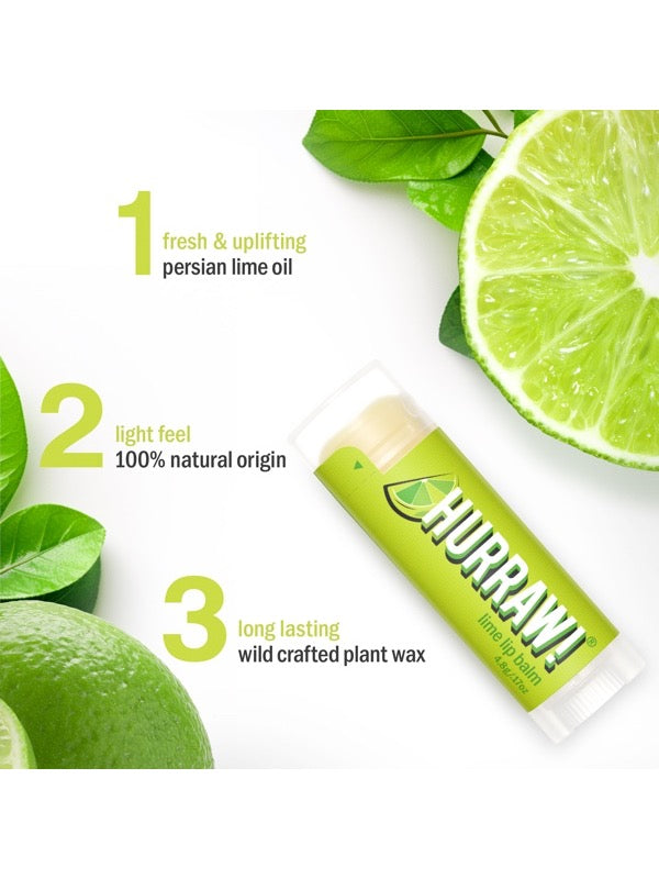 Ingredients and product information for Hurraw! Organic Lip Balm - Lime 4.8g