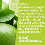 Product standards and certifications for Hurraw! Organic Lip Balm - Lime 4.8g