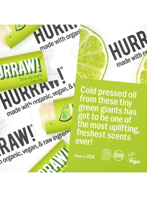 Product and flavour details for Hurraw! Organic Lip Balm - Lime 4.8g