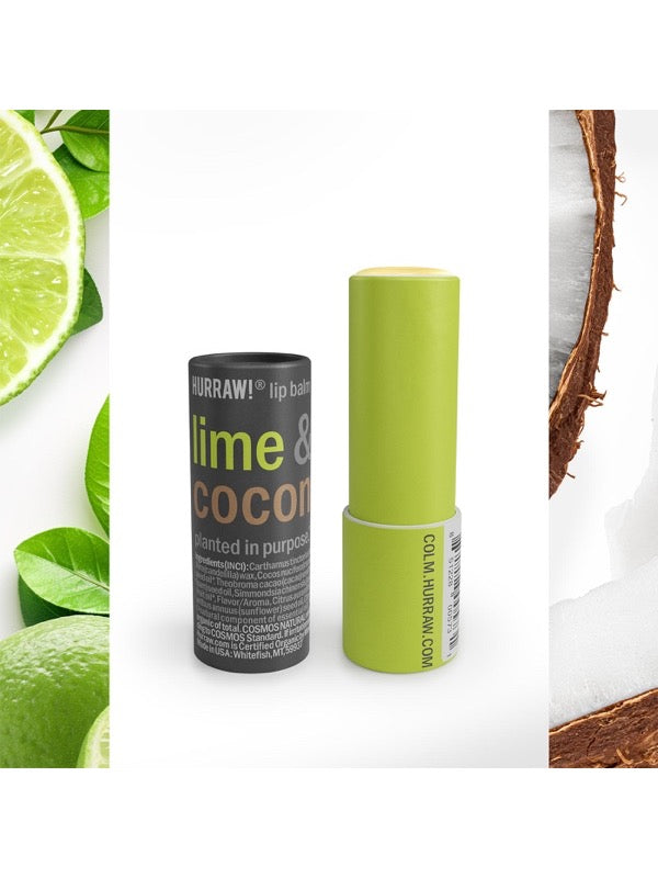 Open product view of Hurraw! Lime & Coconut Lip Balm 4.8g