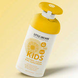Little Urchin Kids Natural Clear Zinc Sunscreen SPF50+ 300g — the yellow 300g pump bottle on a pale yellow background.