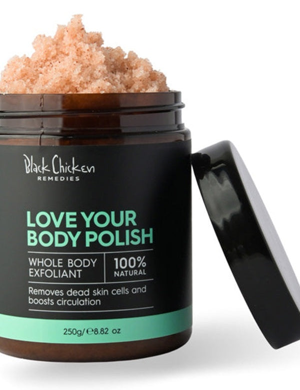 Natural whole body exfoliant – Black Chicken Remedies Love Your Body Polish Natural Body Scrub 250g