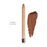 Luk Beautifood Luminous Eye Crayon in Cocoa, a wooden pencil beside a warm bronze-brown swatch labelled Burnished Bronze.